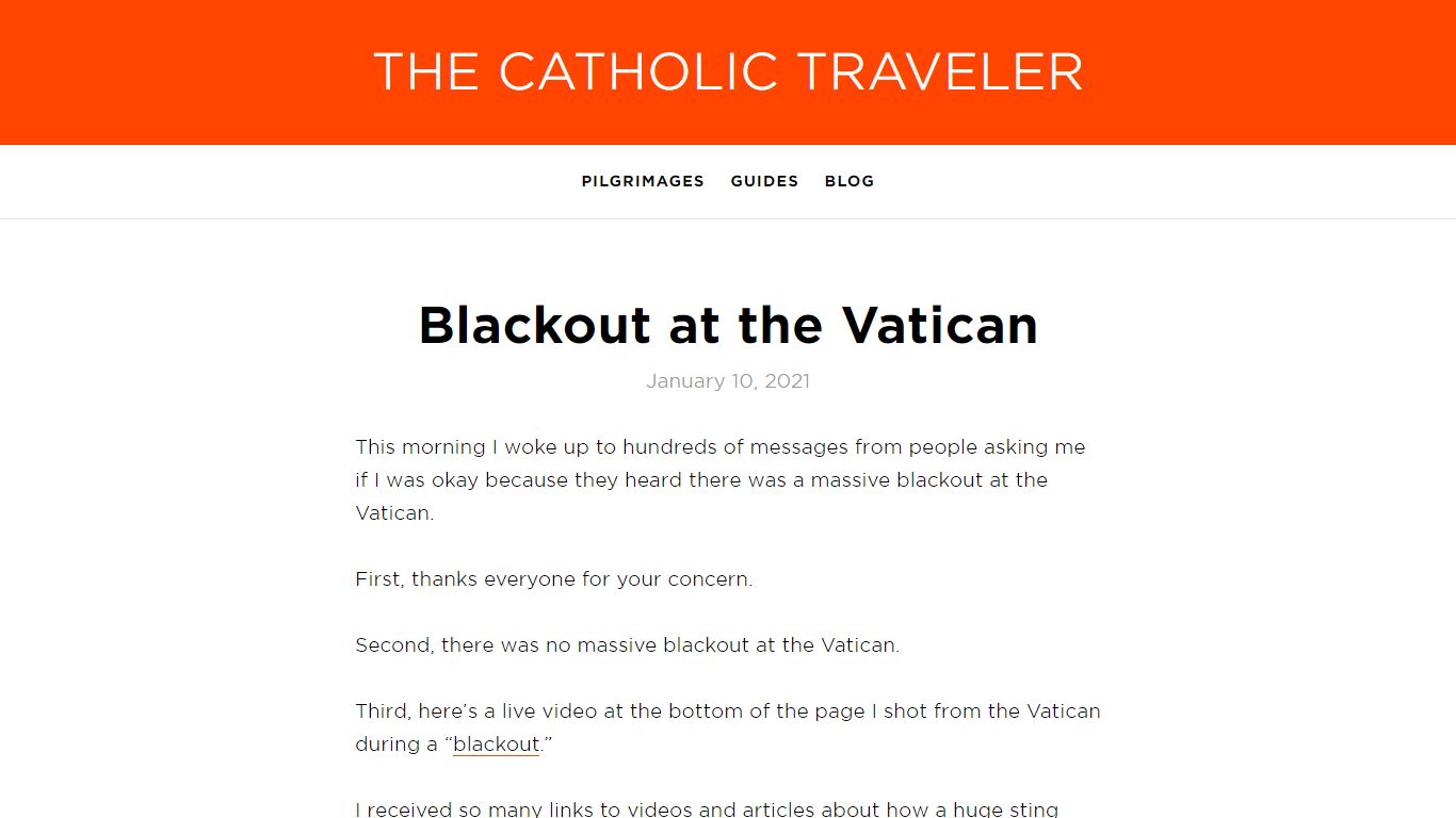 Blackout at the Vatican - The Catholic Traveler