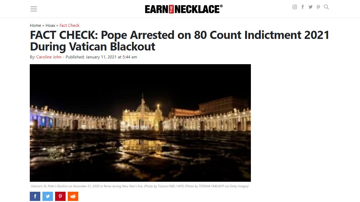 FACT CHECK: Pope Arrested on 80 Count Indictment 2021 During Vatican ...