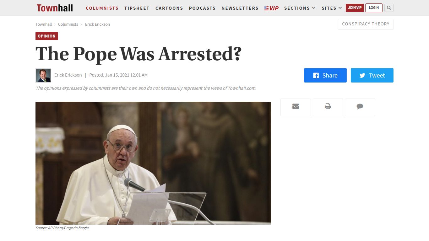 The Pope Was Arrested? - Townhall