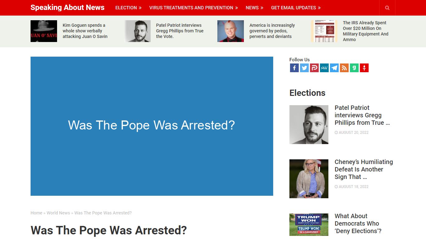 Was The Pope Was Arrested? - speakingaboutnews.com